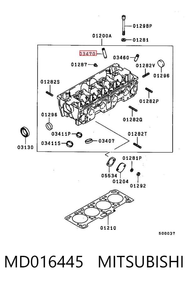 Guía de válvula de escape MD016445 Mitsubishi