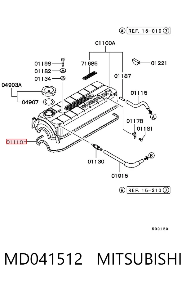 Junta tapa de balancines MD041512 Mitsubishi
