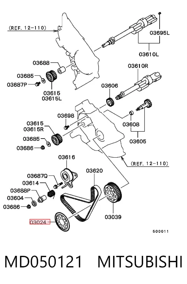 Arandela de cigüeñal MD050121 Mitsubishi