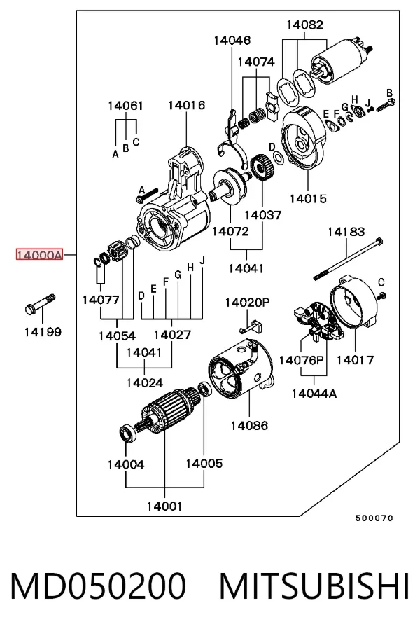 Motor de arranque MD050200 Mitsubishi