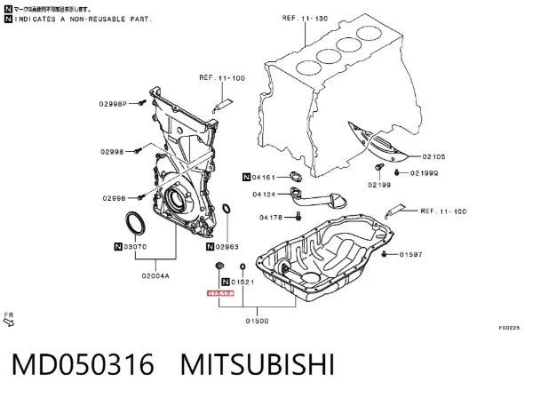 Tapón del cárter de aceite MD050316 Mitsubishi