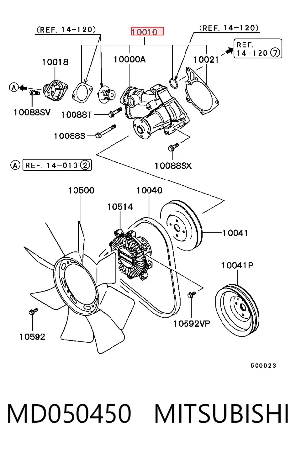 Bomba de agua MD050450 Mitsubishi