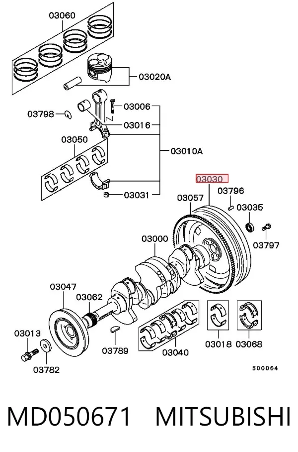 Volante motor MD050671 Mitsubishi