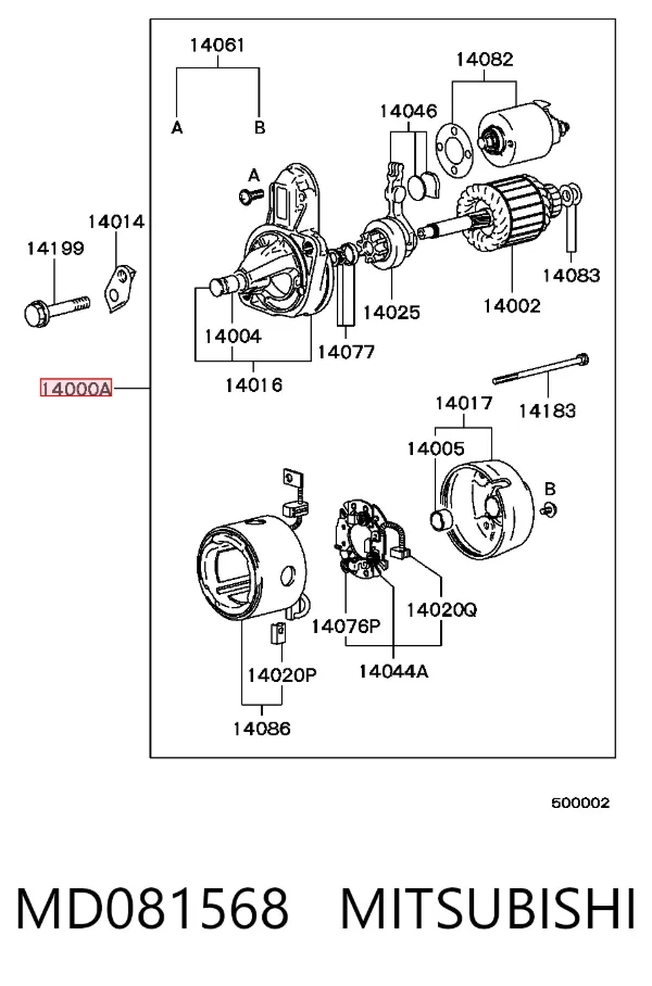 Motor de arranque MD081568 Mitsubishi