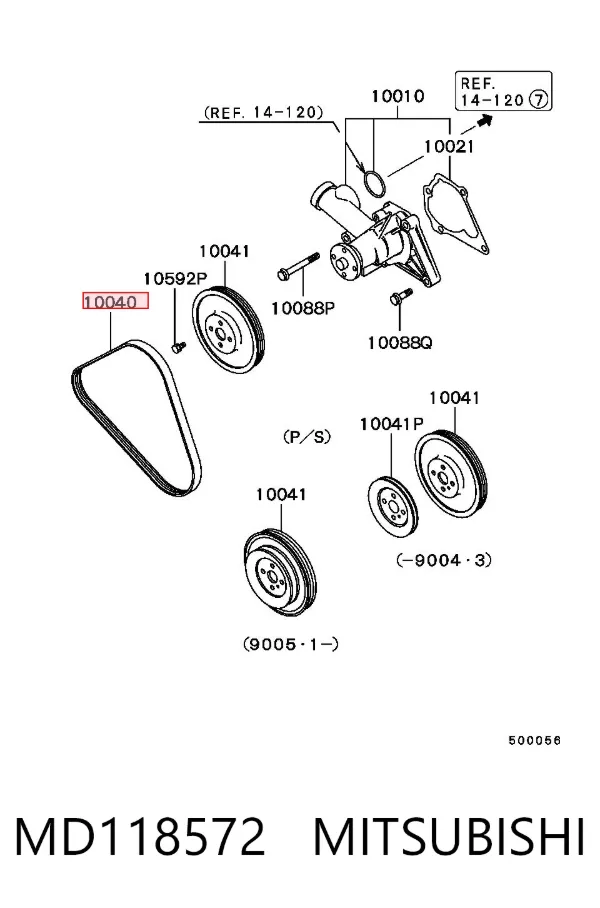 Correa de alternador MD118572 Mitsubishi
