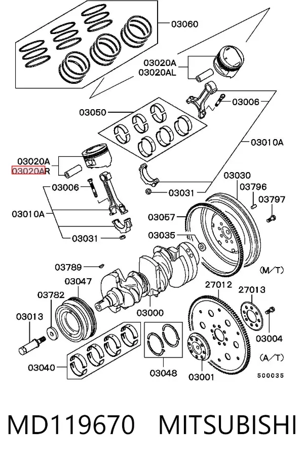 Pistón MD119670 Mitsubishi