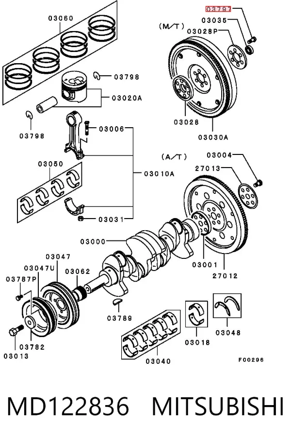 Perno de volante de inercia MD122836 Mitsubishi