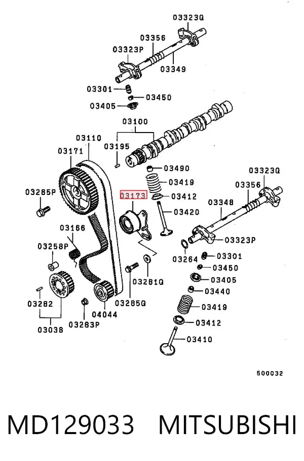 Tensor, correa de distribucion MD129033 Mitsubishi