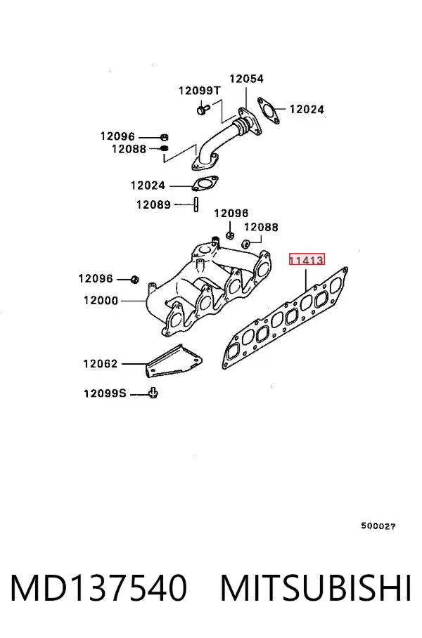 Junta de colector de admisión MD137540 Mitsubishi