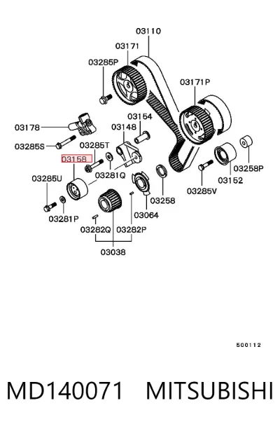 Rodillo tensor de la correa de distribución MITSUBISHI MD140071