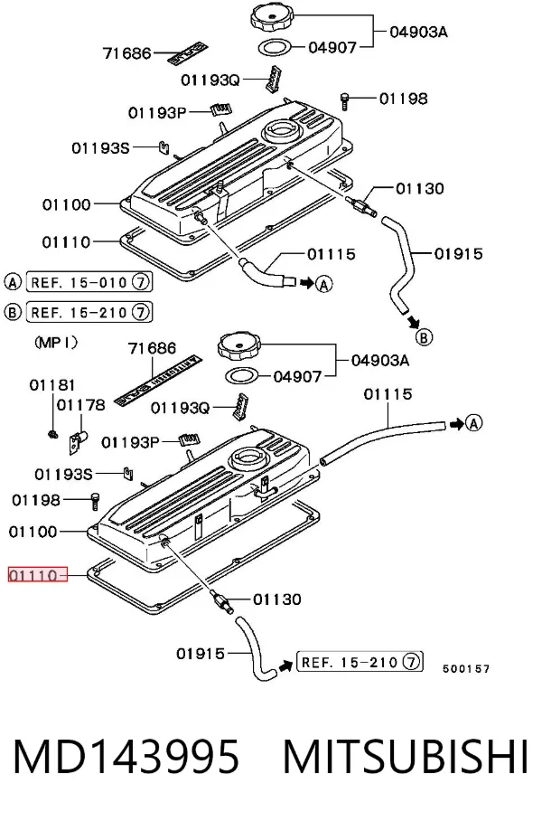 Junta tapa de balancines MD143995 Mitsubishi