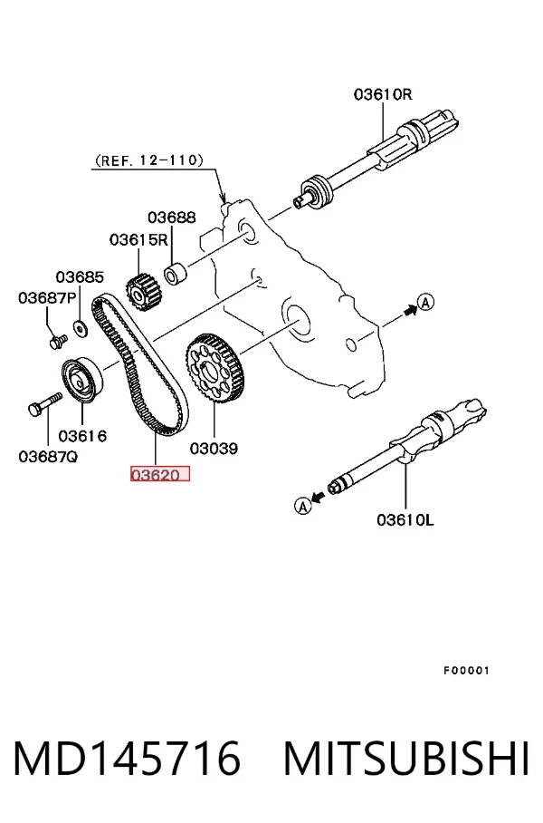 Correa del eje de equilibrado MD145716 Mitsubishi