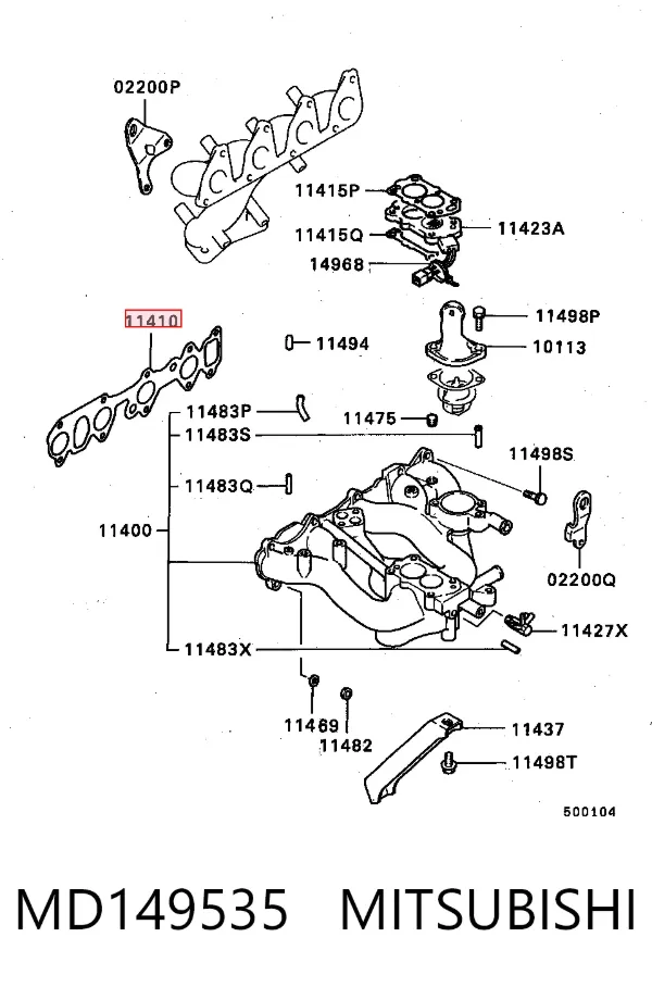Junta de colector de admisión MD149535 Mitsubishi