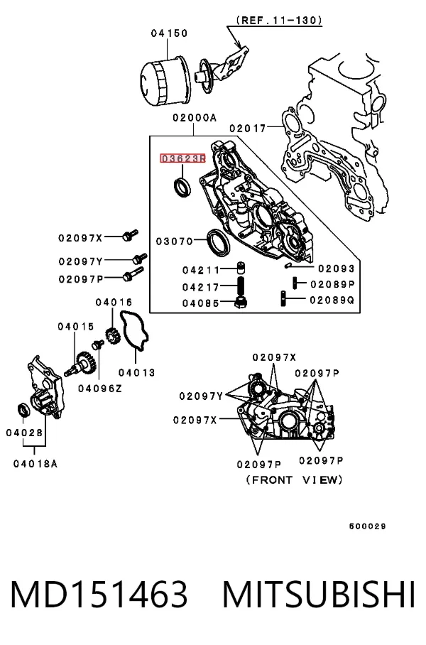 Retén del eje intermedio (de equilibrado) del motor MD151463 Mitsubishi