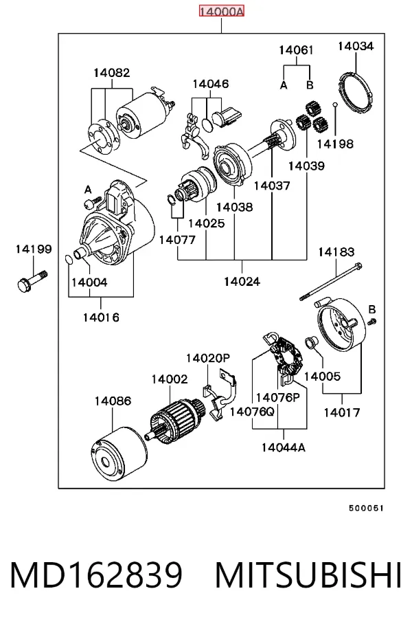 Motor de arranque MD162839 Mitsubishi