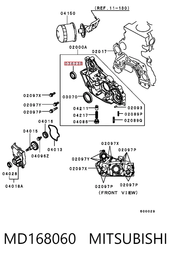 Retén del eje intermedio (de equilibrado) del motor MD168060 Mitsubishi