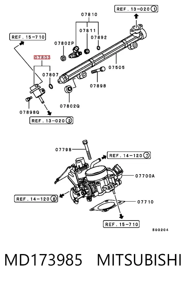 Regulador de presión de combustible MD173985 Mitsubishi