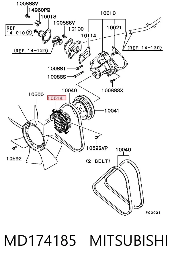 Embrague viscoso de ventilador MD174185 Mitsubishi