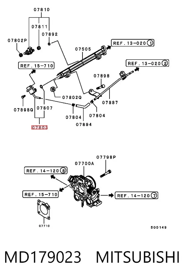 Regulador de presión de combustible MD179023 Mitsubishi
