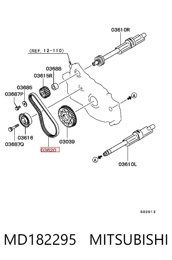 Correa del eje de equilibrado MD182295 Mitsubishi