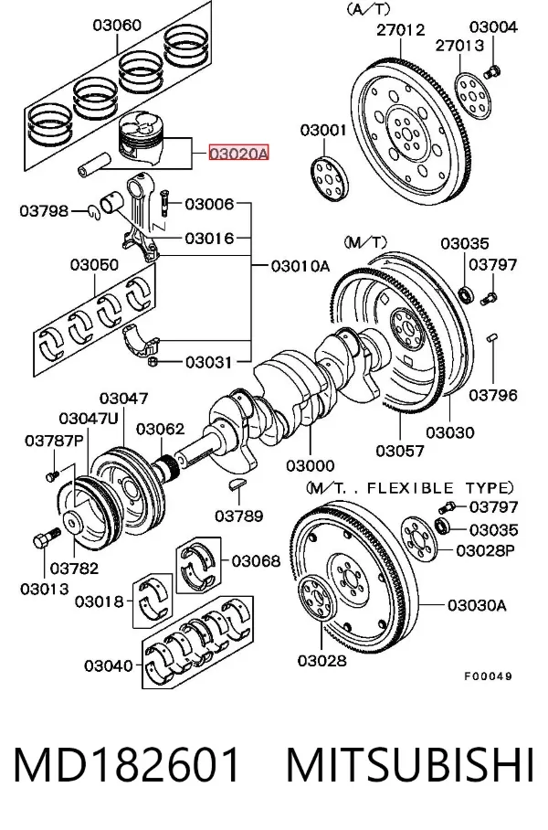 Pistón MD182601 Mitsubishi