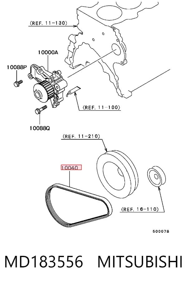 Correa de alternador MD183556 Mitsubishi