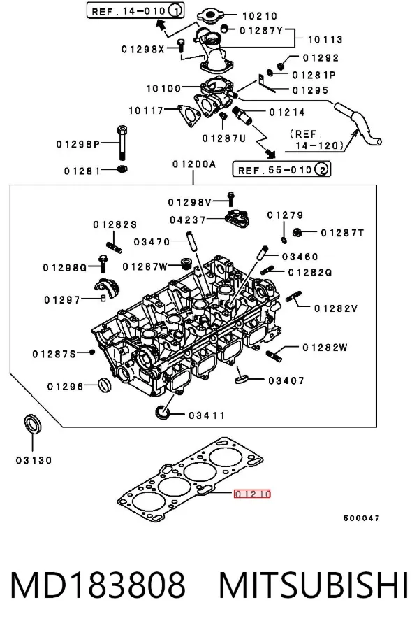 Junta de culata MD183808 Mitsubishi