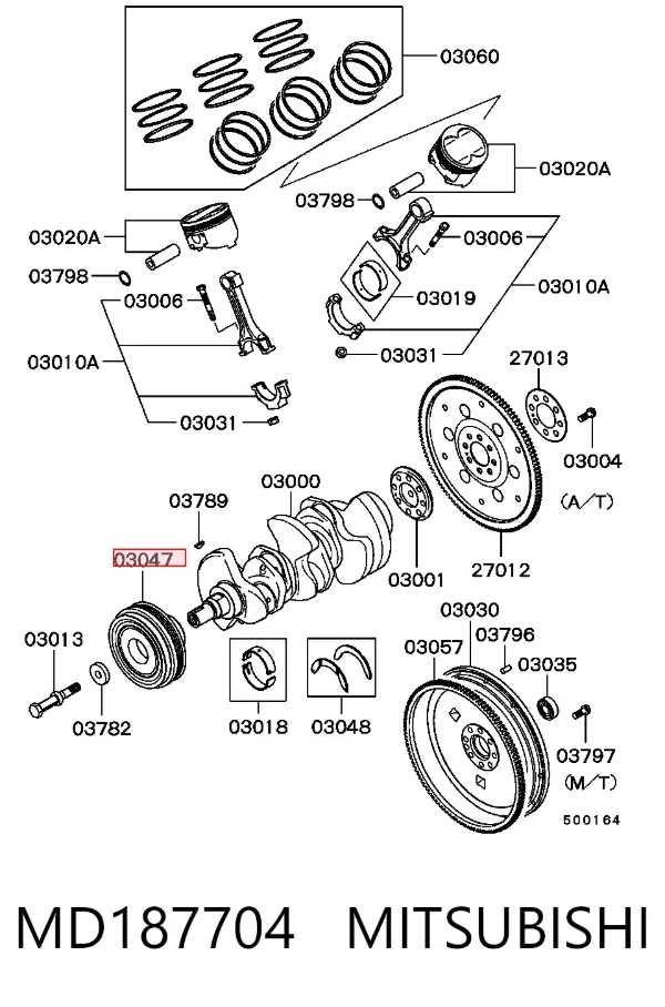 Polea de cigüeñal MD187704 Mitsubishi