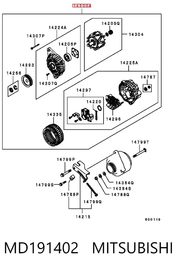 Alternador MD191402 Mitsubishi