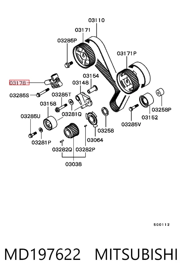 Tensor, correa de distribucion MD197622 Mitsubishi