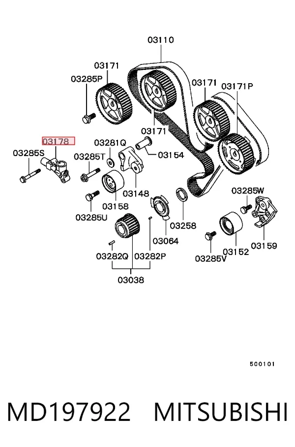 Tensor, correa de distribucion MD197922 Mitsubishi