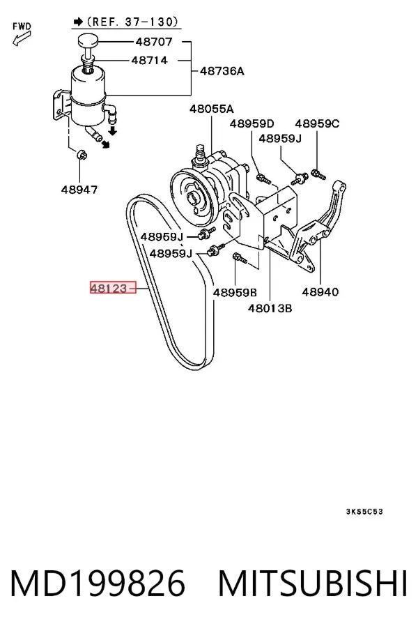 Correa de alternador MD199826 Mitsubishi
