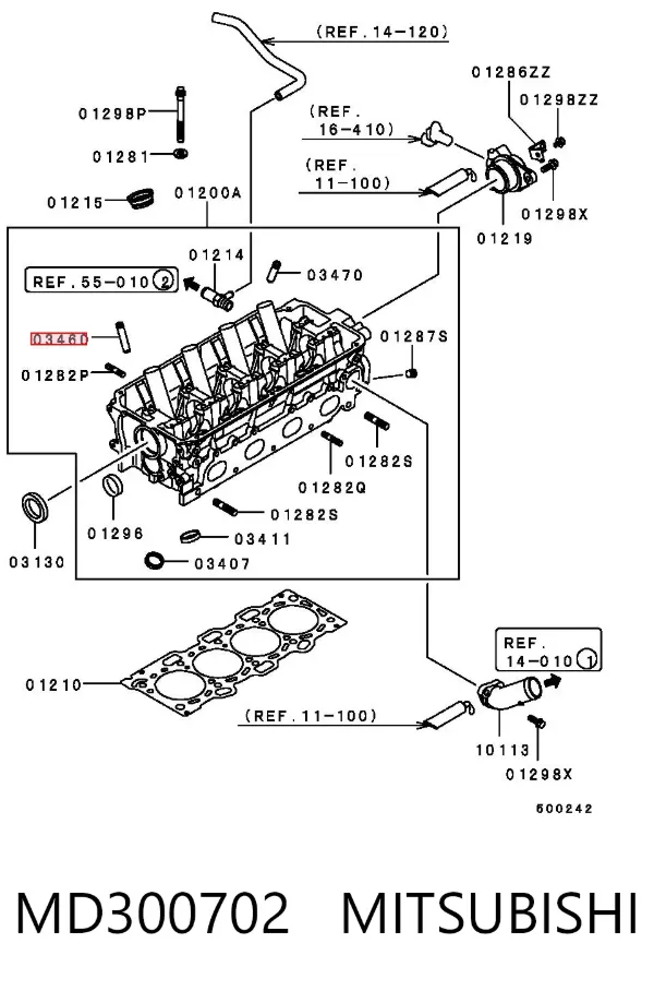 Guía de válvula de admisión MD300702 Mitsubishi