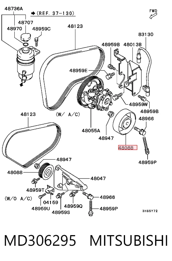 Polea tensora correa poli V MD306295 Mitsubishi