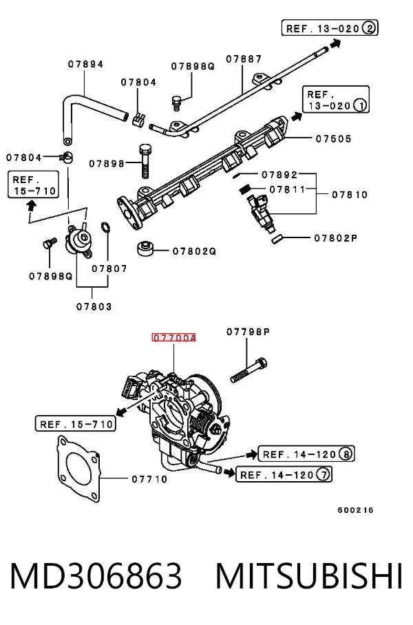 Cuerpo de mariposa Mitsubishi Colt V