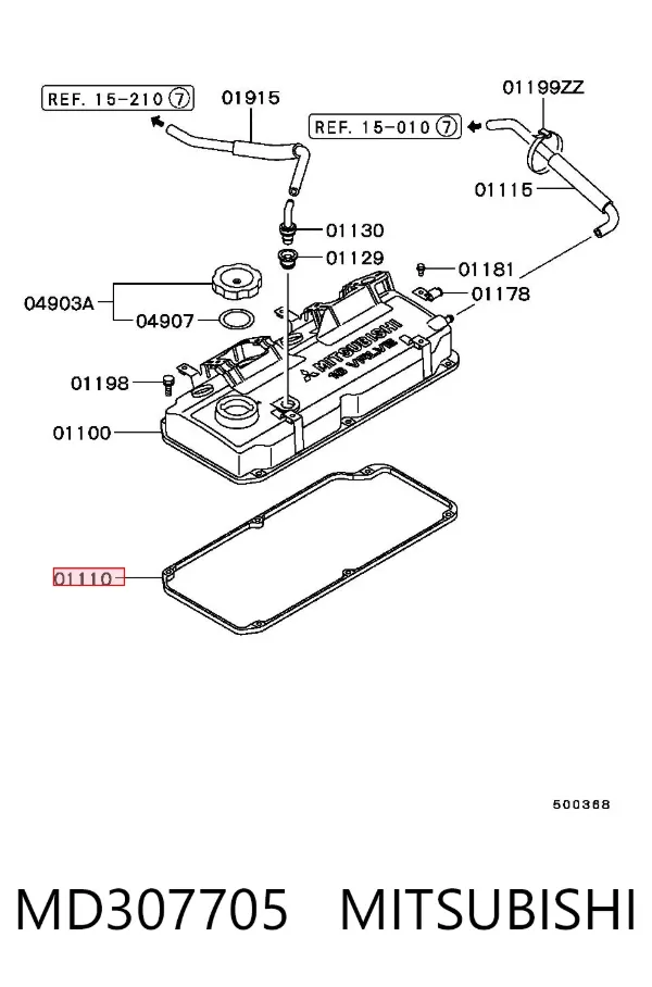 Juego de juntas de tapa de balancines MD307705 Mitsubishi