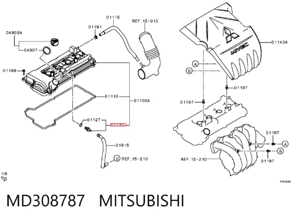 Válvula PCV MD308787 Mitsubishi