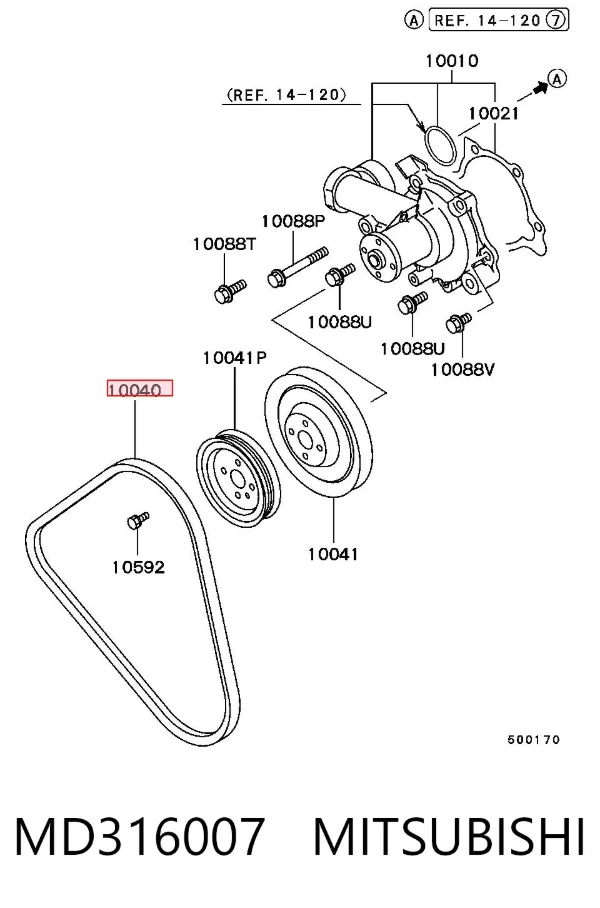 Correa de alternador MD316007 Mitsubishi