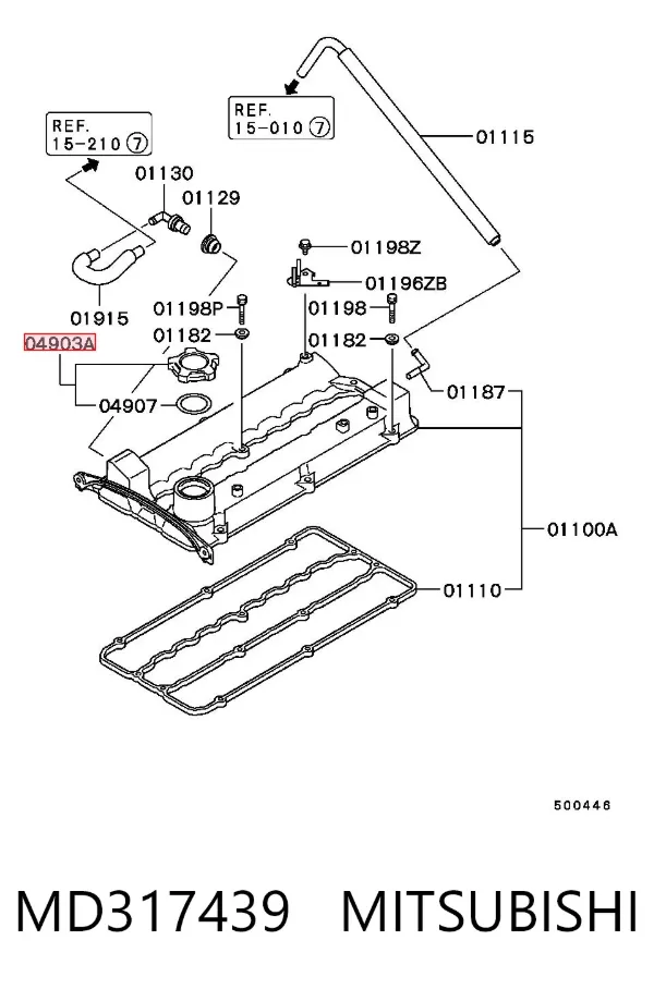 Tapa de aceite de motor MD317439 Mitsubishi