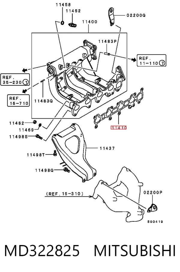 Junta de colector de admisión MD322825 Mitsubishi