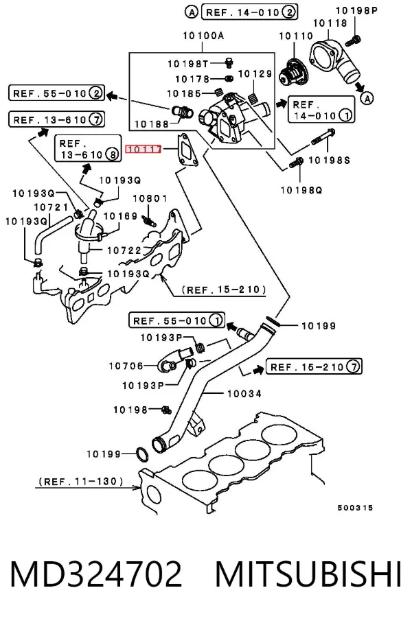 Junta de termostato MD324702 Mitsubishi
