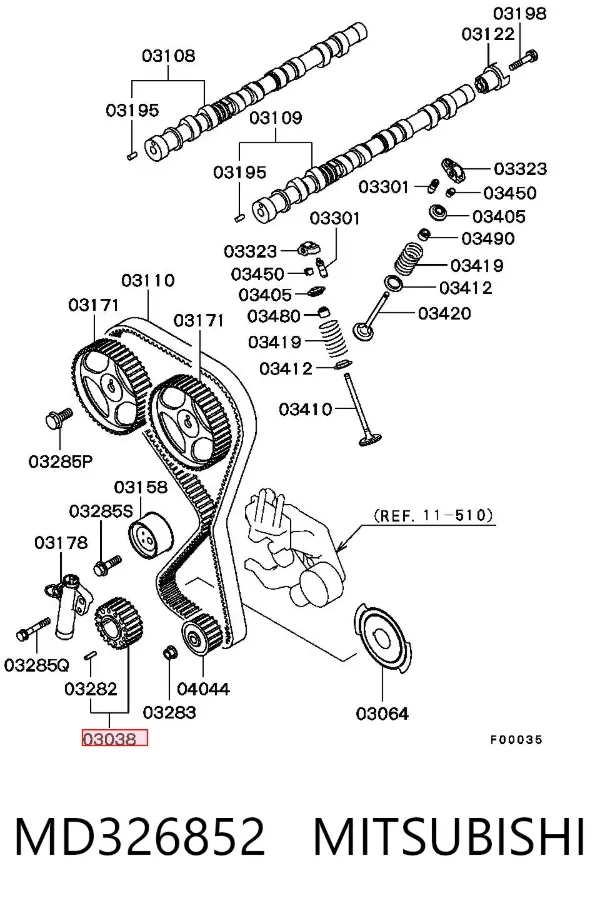 Piñón del cigüeñal MD326852 Mitsubishi