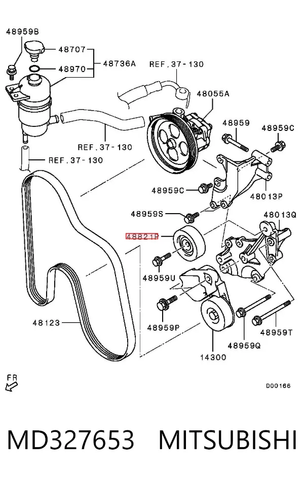Polea inversión / guía, correa poli V MD327653 Mitsubishi