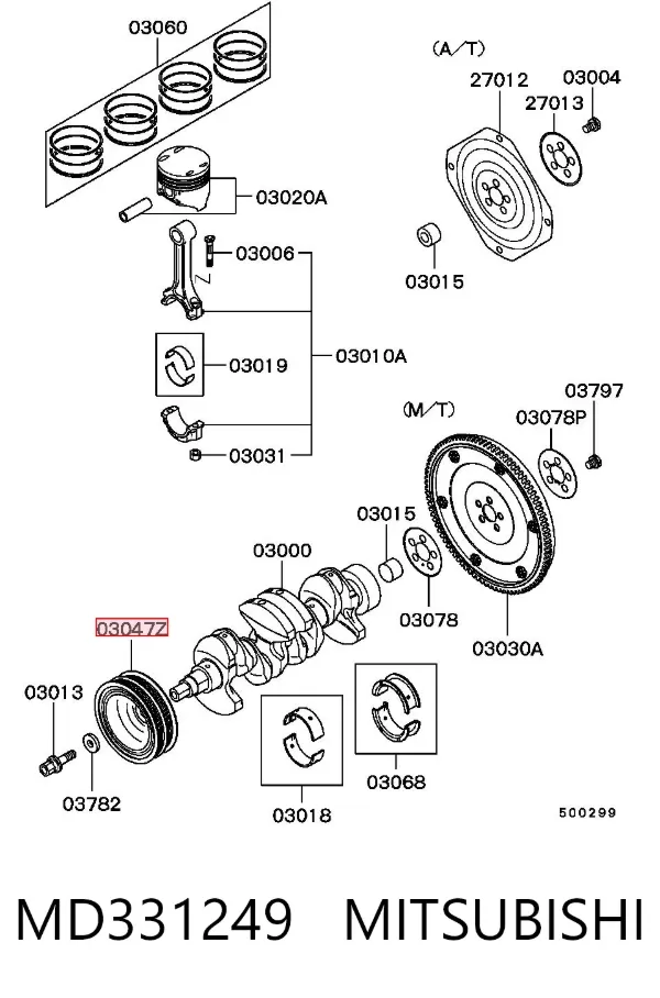Polea de cigüeñal MD331249 Mitsubishi