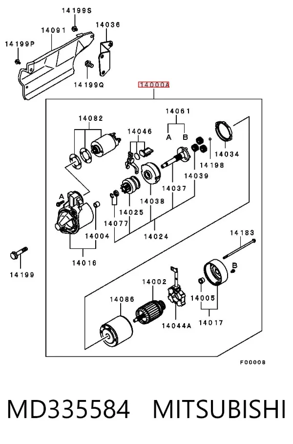 Motor de arranque MD335584 Mitsubishi