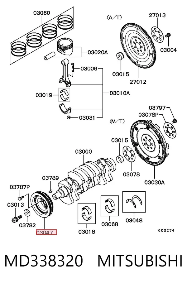 Polea de cigüeñal MD338320 Mitsubishi