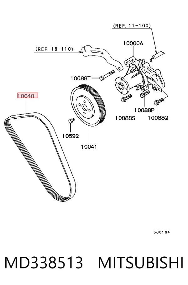 Correa de alternador MD338513 Mitsubishi