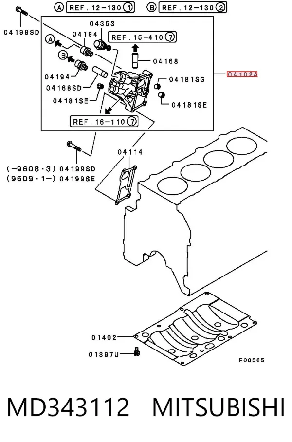 Soporte del filtro de aceite MD343112 Mitsubishi