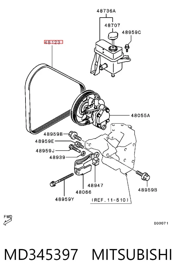 Correa de alternador MD345397 Mitsubishi