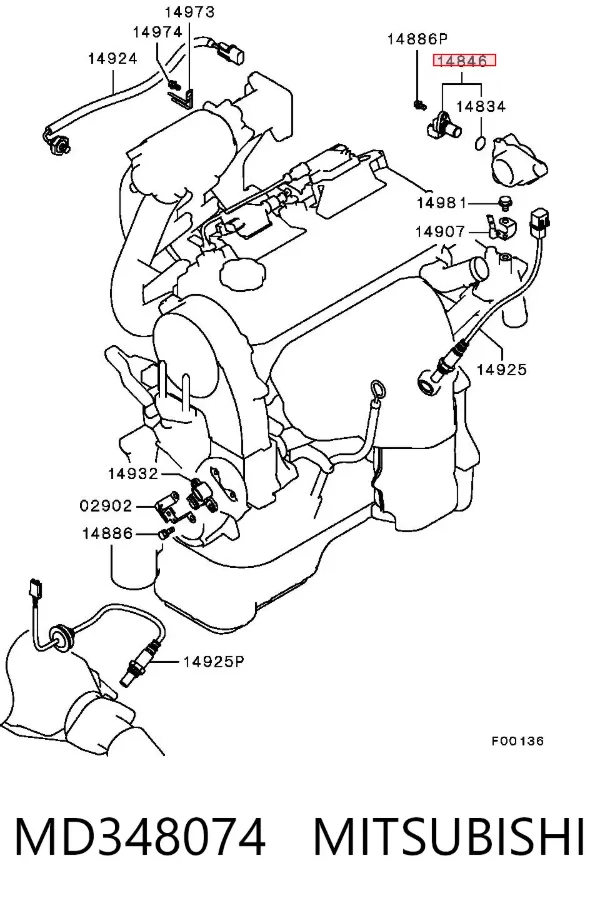 Sensor de árbol de levas MD348074 Mitsubishi